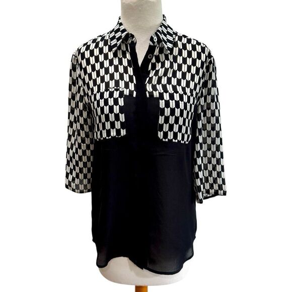 L.A.M.B. Blouse. Black/White. Size 2. - Picture 1 of 9